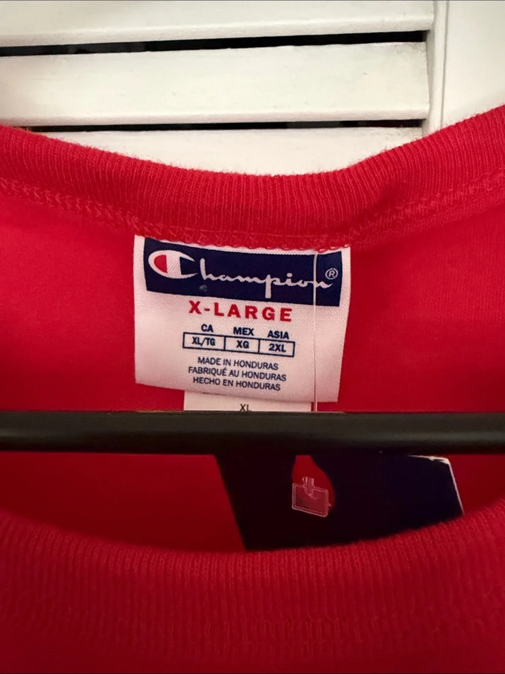 Champion Red Short-Sleeve Crewneck with Black Logo - Picture 2 of 6